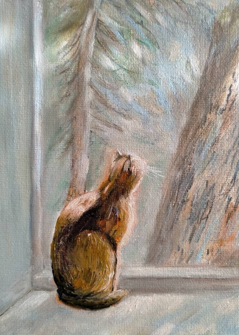 Original Impressionism Cats Painting by Tatiana Clark 