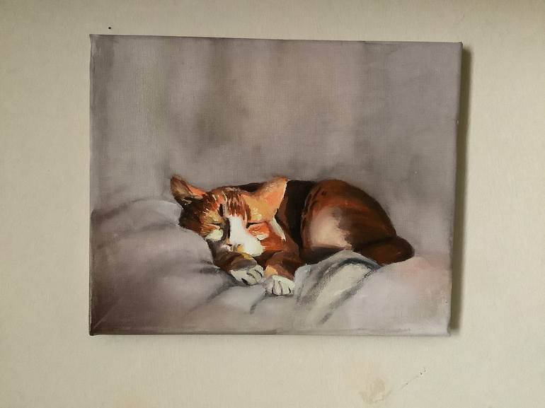 Original Realism Cats Painting by Tatiana Clark 