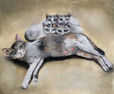 Cats Original Oil Painting thumb