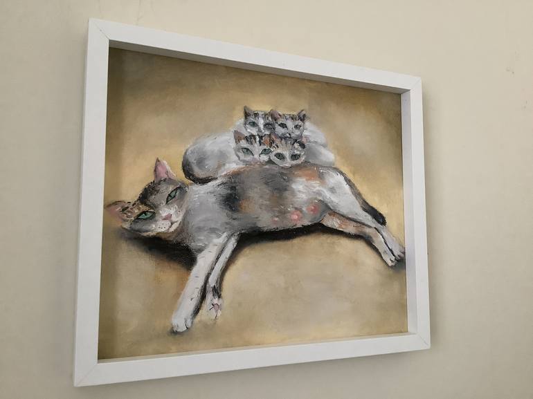 Original Realism Cats Painting by Tatiana Clark 