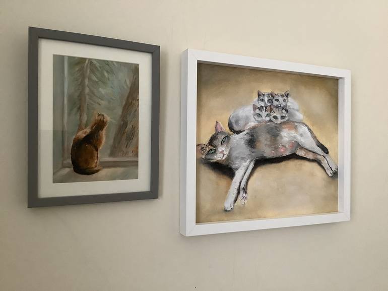 Original Cats Painting by Tatiana Clark 