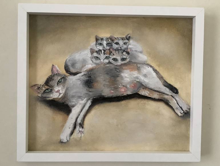 Original Cats Painting by Tatiana Clark 