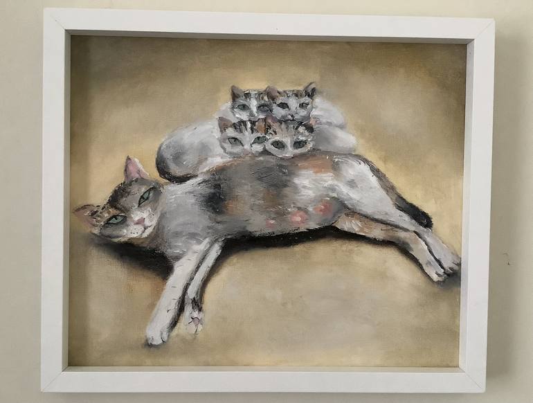 Original Realism Cats Painting by Tatiana Clark 