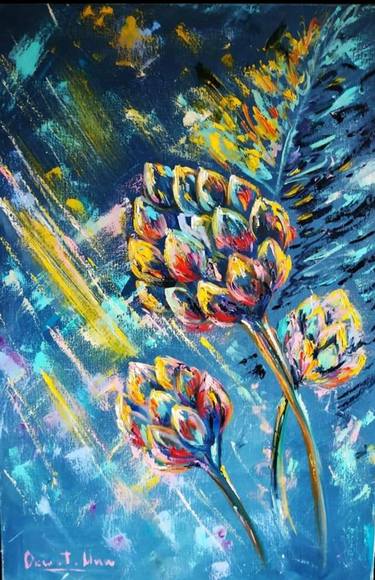 Original Abstract Expressionism Floral Paintings by Oksana Trygub