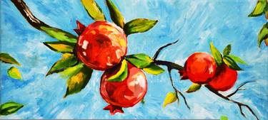 Pomegranates (Fruits red blue nature impressionism acryl canvas) thumb