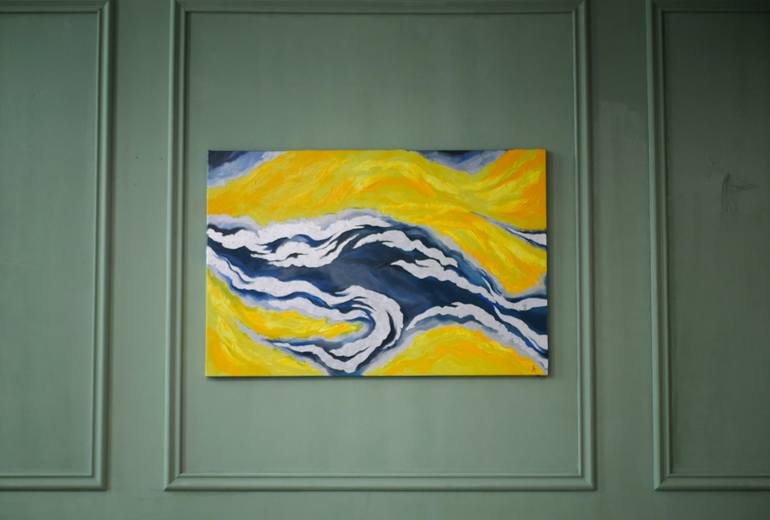 Hope ( acrylic canvas yellow grey silver abstract painting ) Painting