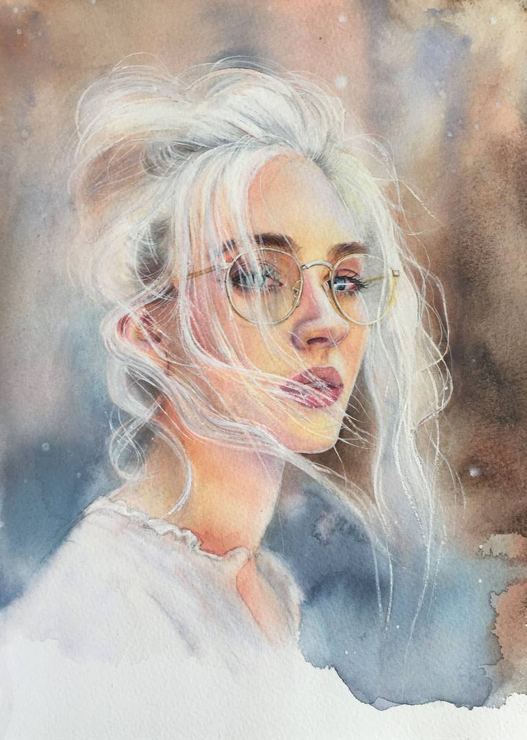 The girl with the silver hair Painting by Nina Ingilevich | Saatchi Art