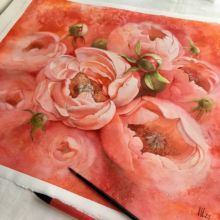 Original Fine Art Floral Painting by Nina Ingilevich