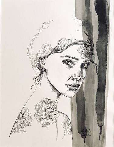 Original Abstract Portrait Drawings by Sepi Borhani