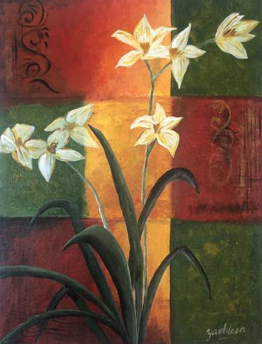 Print of Modern Floral Paintings by YASHLEEN WARAICH Sapphire Studio Art