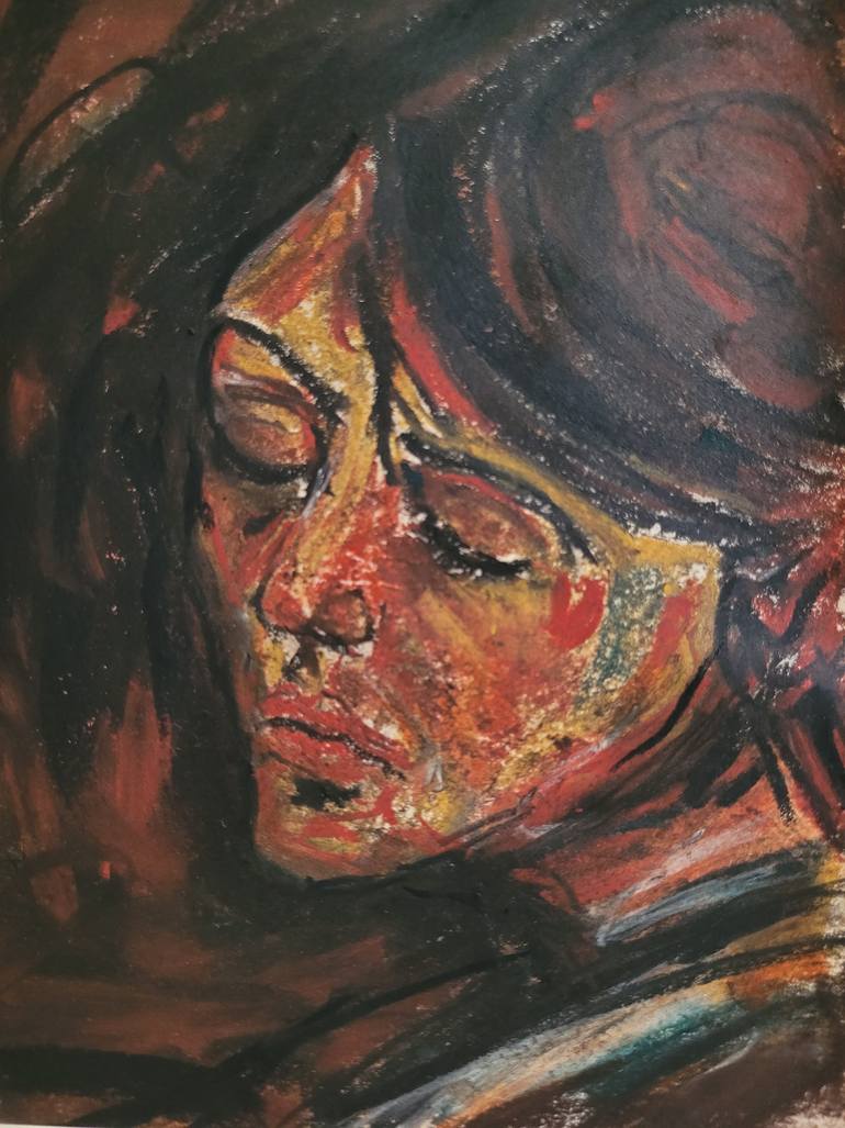 Original Expressionism People Drawing by Cornelia Ilie