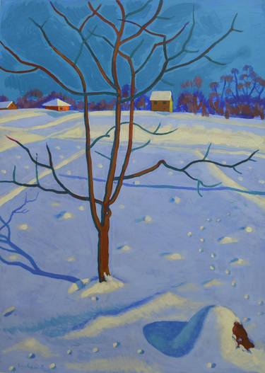 Winter landscape with a tree and an anthill. No. 2 thumb