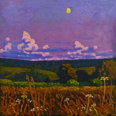 July. Evening landscape with the moon. No. 2 thumb