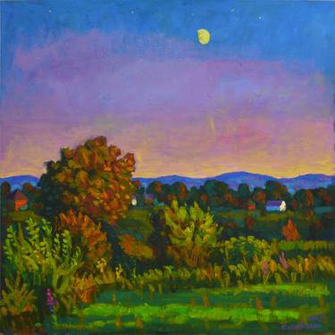 Evening landscape with the moon. No. 4 thumb
