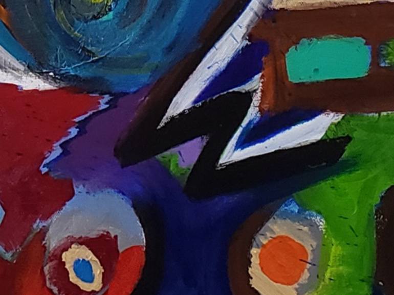 Original Cubism Abstract Painting by Rebecca Schnitzer
