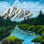 Solar mountains. Mountain landscape. Painting Gouache by Natalia Ordobaeva