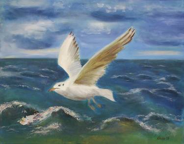 Seagull, 2019. Sea, oil painting, Animal art. thumb