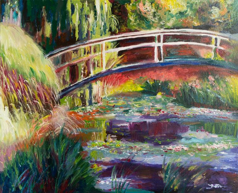 Japanese Bridge Painting by Lalabel Bozar | Saatchi Art