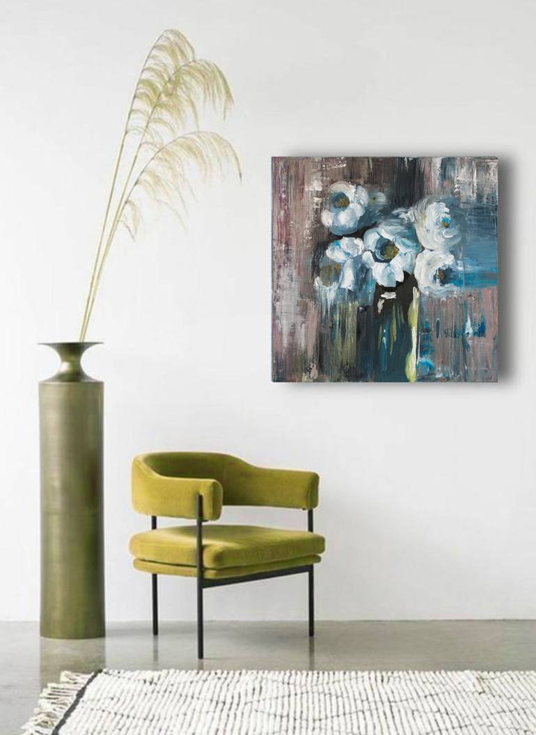 Original Abstract Floral Painting by Lalabel Bozar