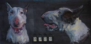 Print of Dogs Paintings by Guela PATIACHVILI