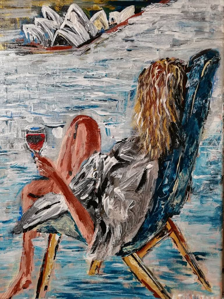 a glass of wine after sunset Painting by Wojciech ADALBERTO