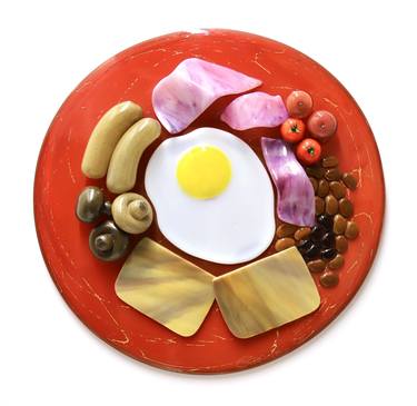 English Breakfast Wall Art Glass Sculpture thumb