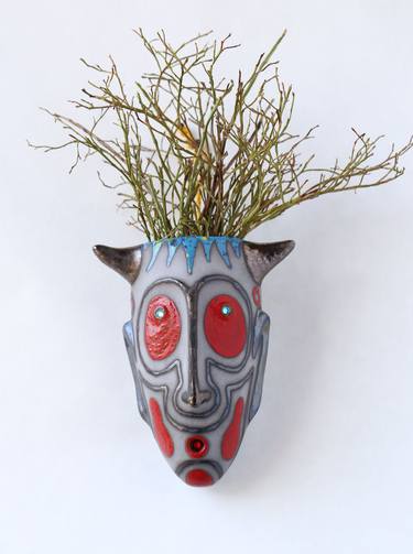 Wall Vase Face Sculpture Ceramic Wall Decor thumb