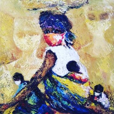 Print of Abstract Expressionism Family Paintings by GODSON ETOKAKPAN