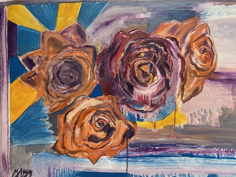 Original Expressionism Floral Painting by Mo Negm