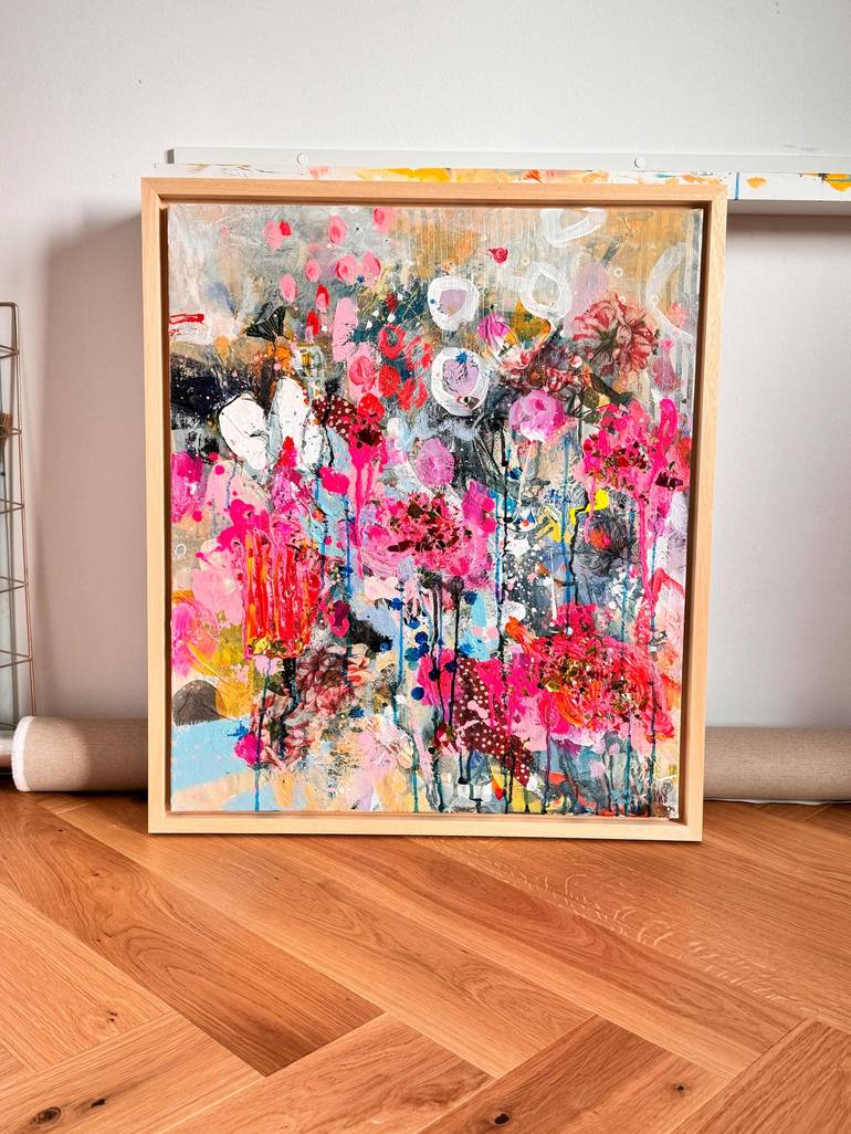 Original Abstract Floral Mixed Media by Barbara Piller