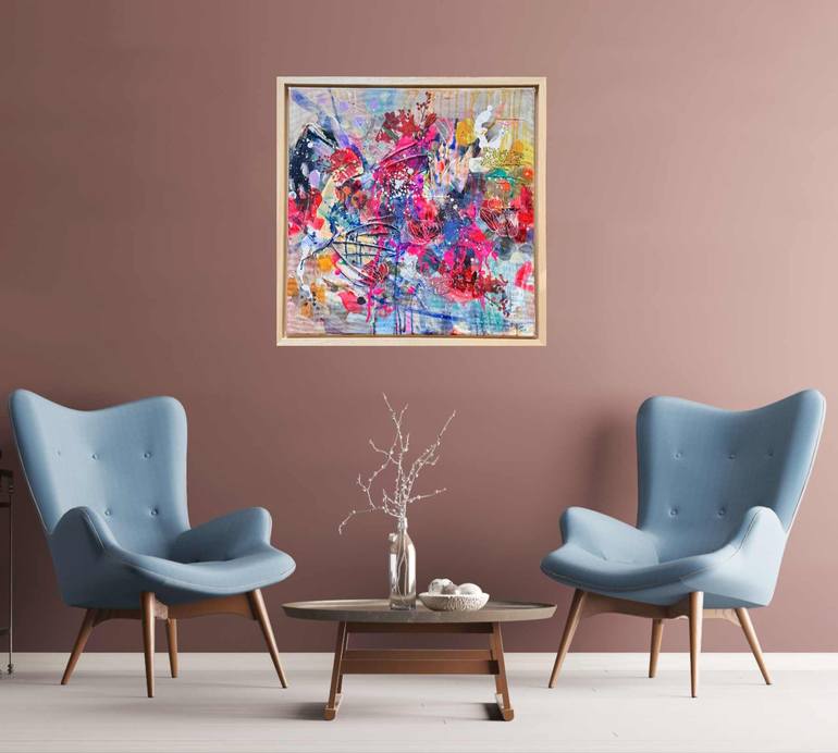 Original Abstract Floral Mixed Media by Barbara Piller