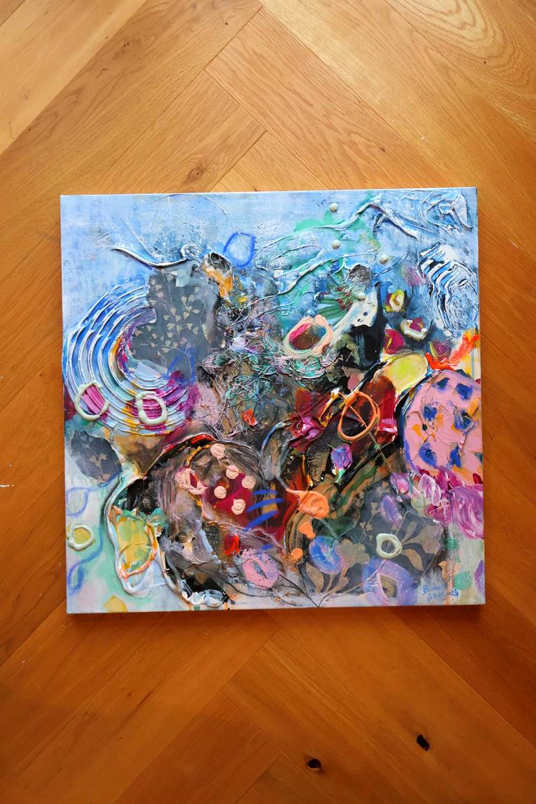 Original Abstract Floral Mixed Media by Barbara Piller