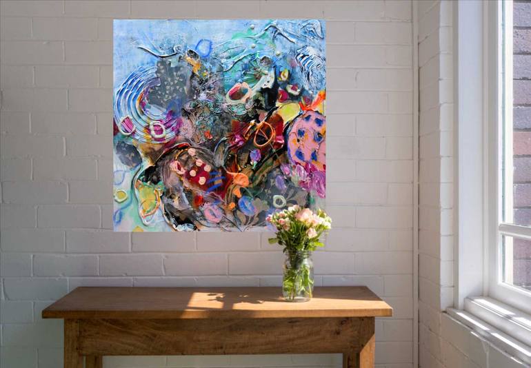 Original Abstract Floral Mixed Media by Barbara Piller