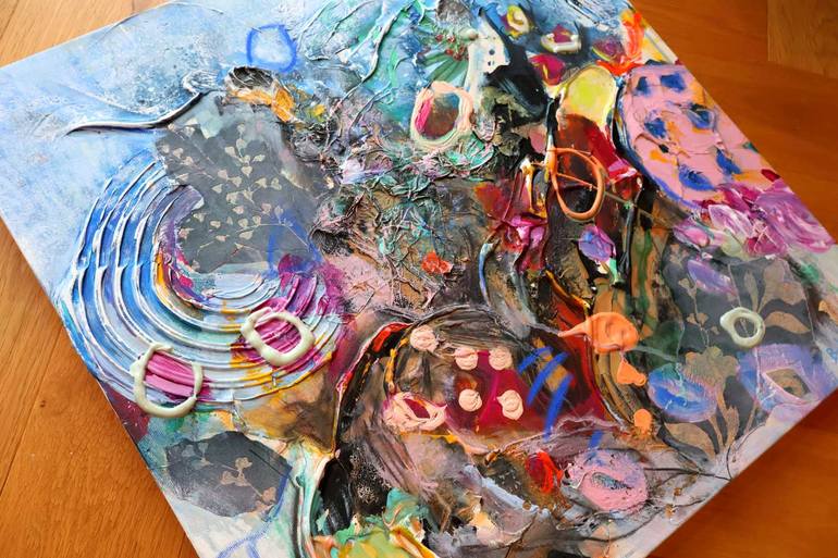 Original Abstract Floral Mixed Media by Barbara Piller