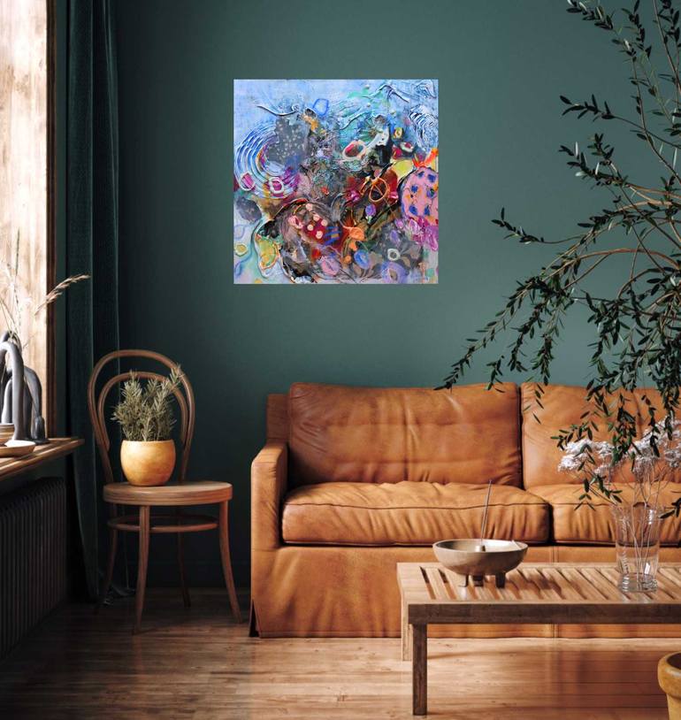 Original Abstract Floral Mixed Media by Barbara Piller