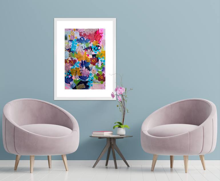 Original Abstract Floral Mixed Media by Barbara Piller