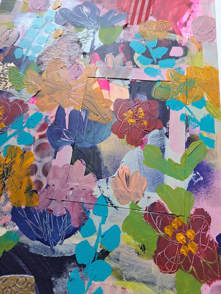 Original Abstract Floral Mixed Media by Barbara Piller