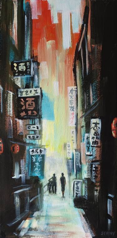 Original Abstract Expressionism Cities Paintings by David Stany Garnier