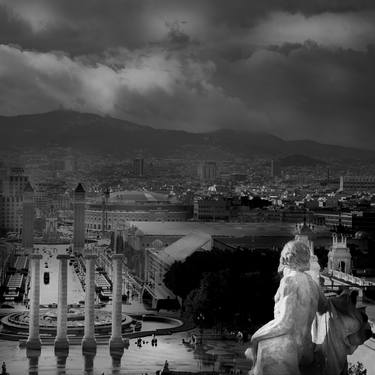 Barcelona View from Montjuic - Black & White Fine Art Photography thumb