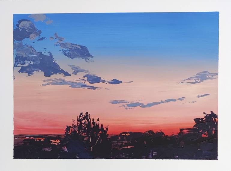 Original Landscape Painting by Malgorzata Gajek | Realism Art on Paper | The series "Between the day and the night" no.2