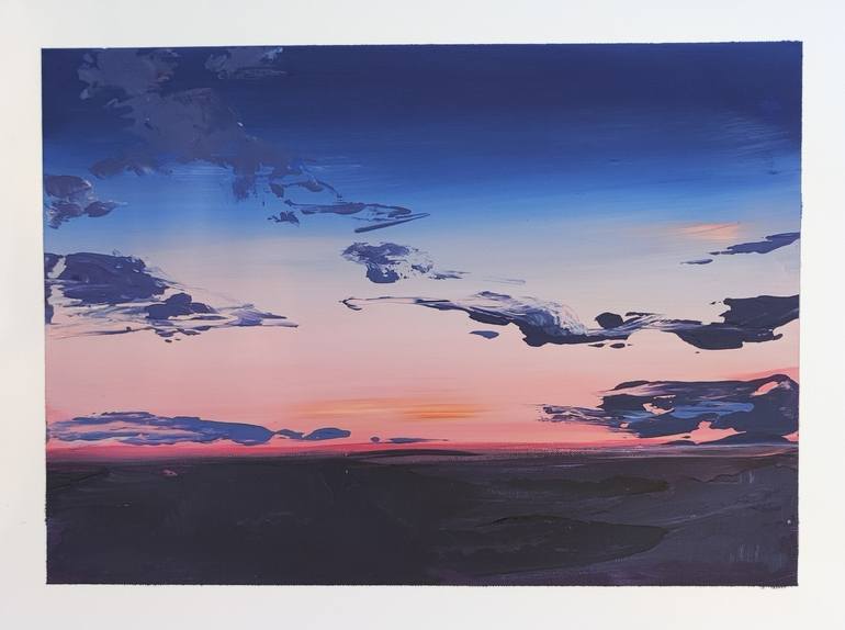 Original Landscape Painting by Malgorzata Gajek | Realism Art on Paper | The series "Between the day and the night" no.5