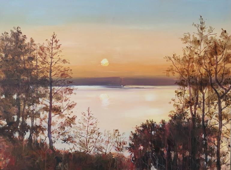 Original Landscape Painting by Malgorzata Gajek | Realism Art on Canvas | The Gieladzkie Lake