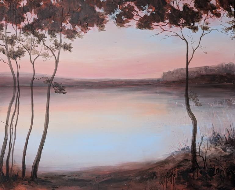 Original Landscape Painting by Malgorzata Gajek | Realism Art on Canvas | The quiet lake