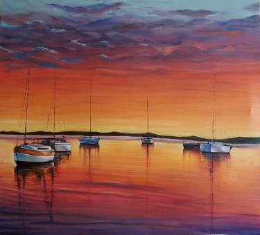 Boats at sunset thumb