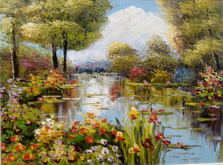Original Abstract Landscape Painting by Mh Mujeeb