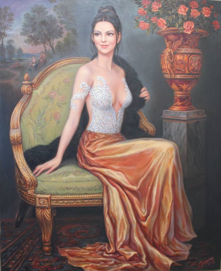 Original Fine Art Portrait Painting by Gennadiy Protsko