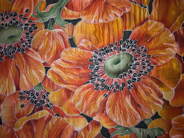 Original Art Deco Floral Painting by Tetiana Vlasenko