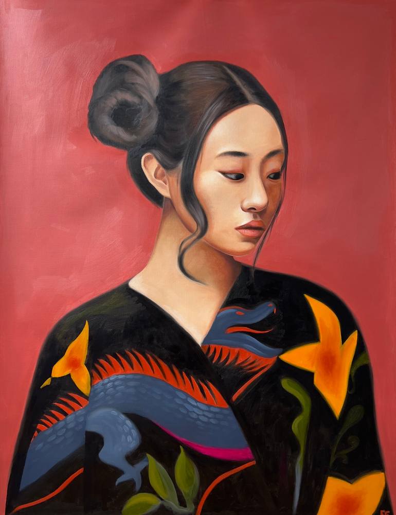 Asian Girl Painting by Filip Gherghisan | Saatchi Art Czech Republic