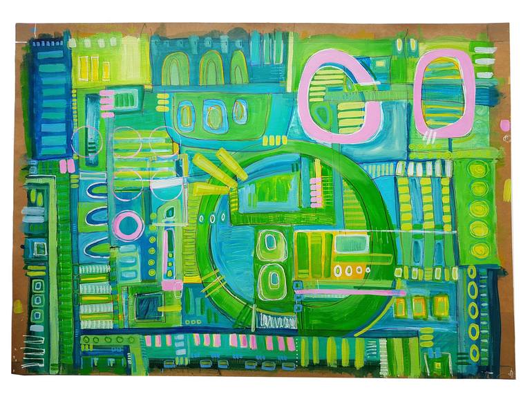 Original Abstract Technology Painting by Natalie Parsons