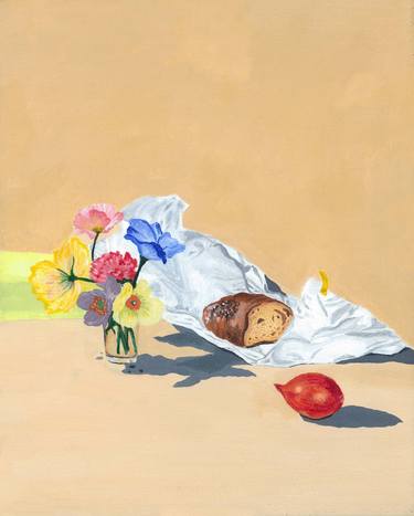 Still life with bread and flowers thumb